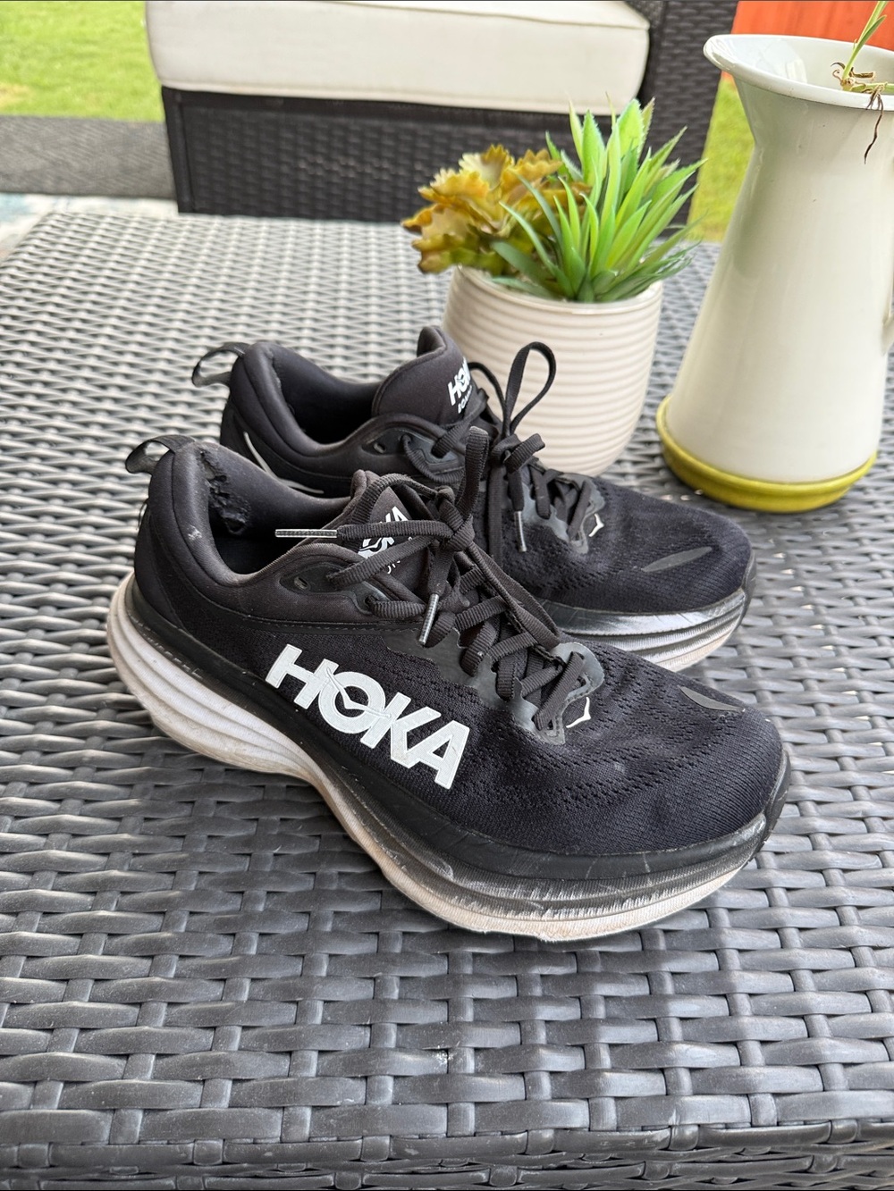 Hoka Black and White Men's Running Shoes